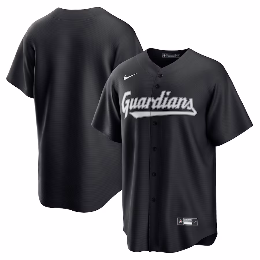 Men's Cleveland Guardians Nike Black Replica Jersey - Ujersey Shop