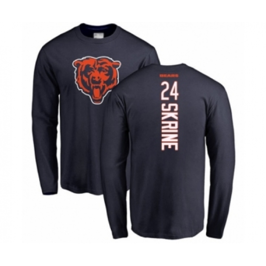 Football Chicago Bears #24 Buster Skrine Navy Blue Backer Long Sleeve T-Shirt - Ujersey Shop