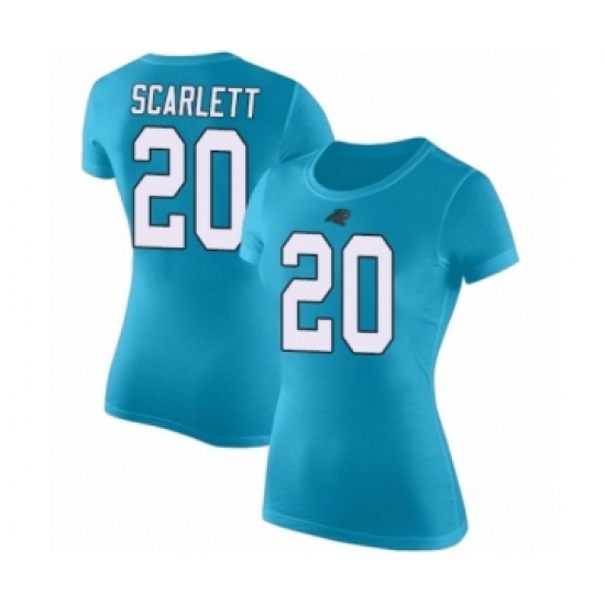 Football Women's Carolina Panthers #20 Jordan Scarlett Blue Rush Pride Name & Number T-Shirt - Ujersey Shop