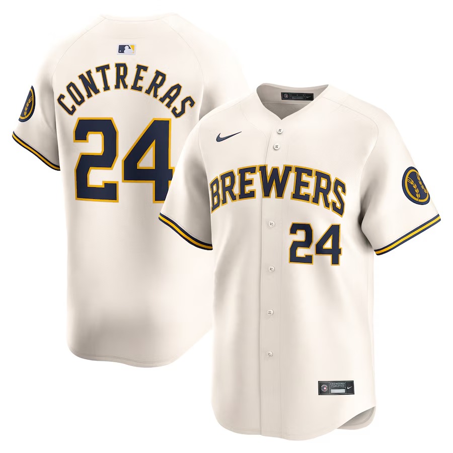 Men's Milwaukee Brewers William Contreras Nike Cream Home Limited Player Jersey - Ujersey Shop