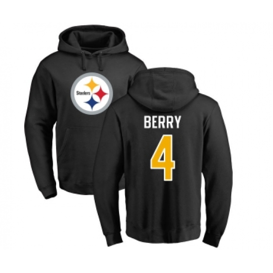 Football Pittsburgh Steelers #4 Jordan Berry Black Name & Number Logo Pullover Hoodie - Ujersey Shop