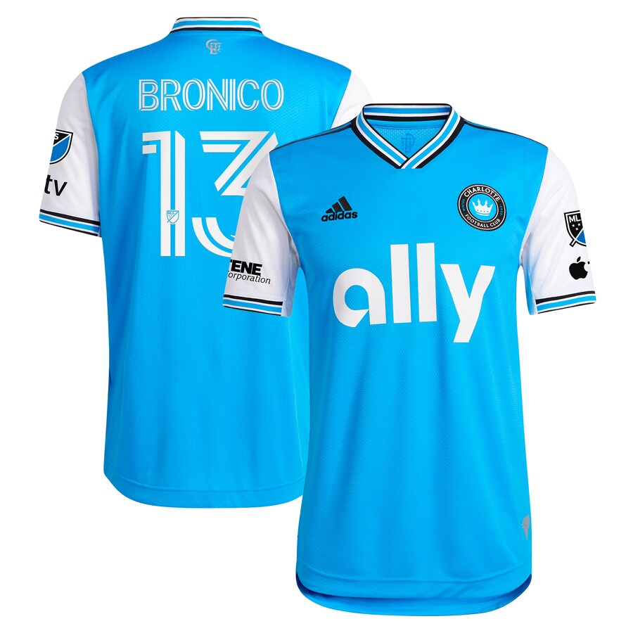 Men's Charlotte FC Brandt Bronico adidas Blue 2023 Newly Minted Authentic Player Jersey - Ujersey Shop