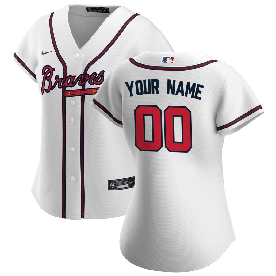 Women's Atlanta Braves Nike White Home Replica Custom Jersey - Ujersey Shop