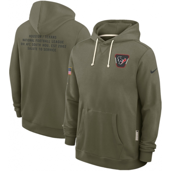Men's Houston Texans Olive 2025 Salute to Service Pullover Hoodie - Ujersey Shop