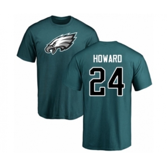 Philadelphia Eagles #24 Jordan Howard Green Name & Number Logo T-Shirt - Ujersey Shop