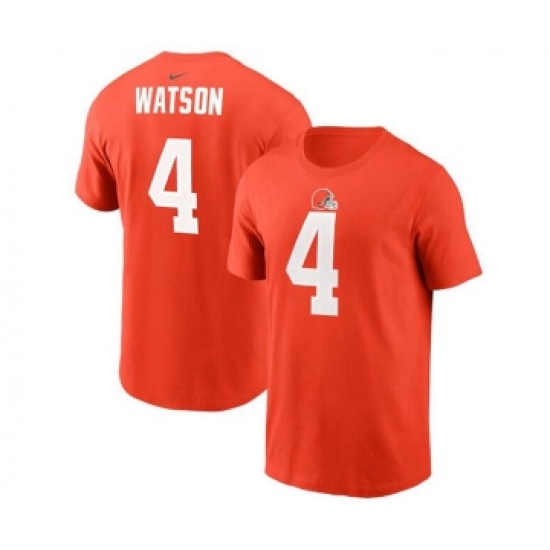 Men's Cleveland Browns #4 Deshaun Watson 2022 Orange Name & Number T-Shirt - Ujersey Shop