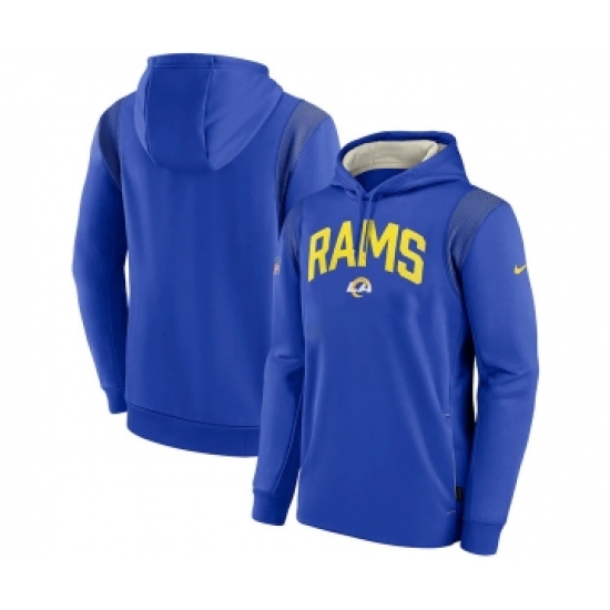 Mens Los Angeles Rams Royal Sideline Stack Performance Pullover Hoodie - Ujersey Shop