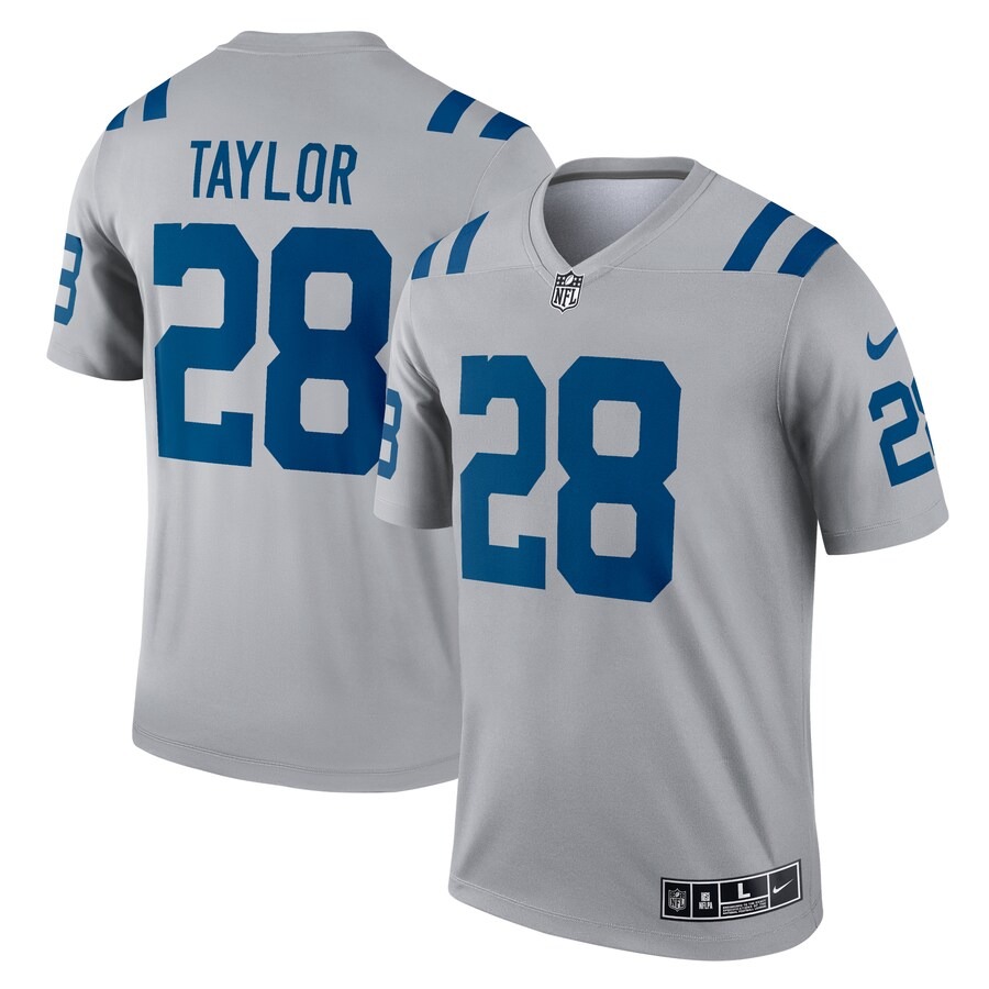 Men's Indianapolis Colts Jonathan Taylor Nike Gray Inverted Legend Player Performance Top - Ujersey Shop