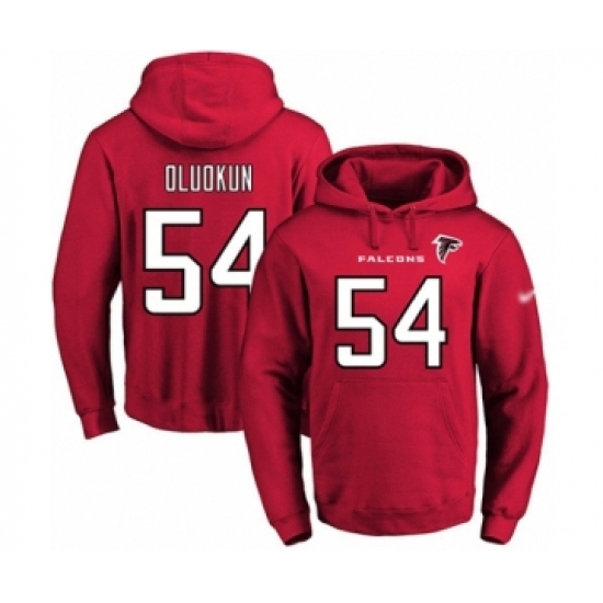 Football Men's Atlanta Falcons #54 Foye Oluokun Red Name & Number Pullover Hoodie - Ujersey Shop