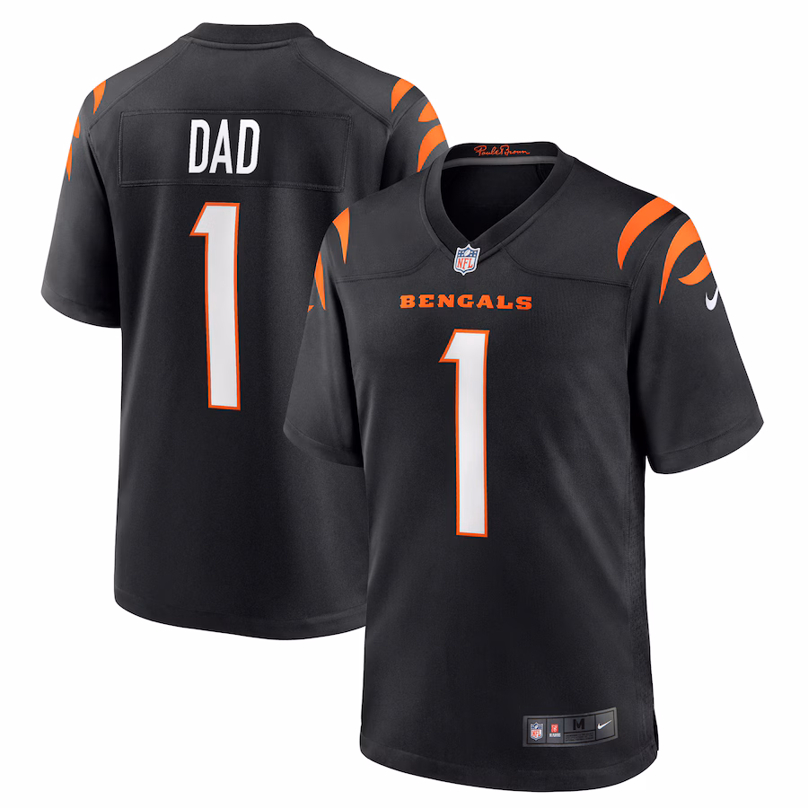 Men's Cincinnati Bengals Number 1 Dad Nike Black Game Jersey - Ujersey Shop