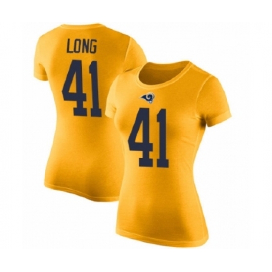 Women's Los Angeles Rams #41 David Long Gold Rush Pride Name & Number T-Shirt - Ujersey Shop