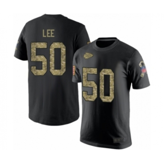 Football Men's Kansas City Chiefs #50 Darron Lee Black Camo Salute to Service T-Shirt - Ujersey Shop