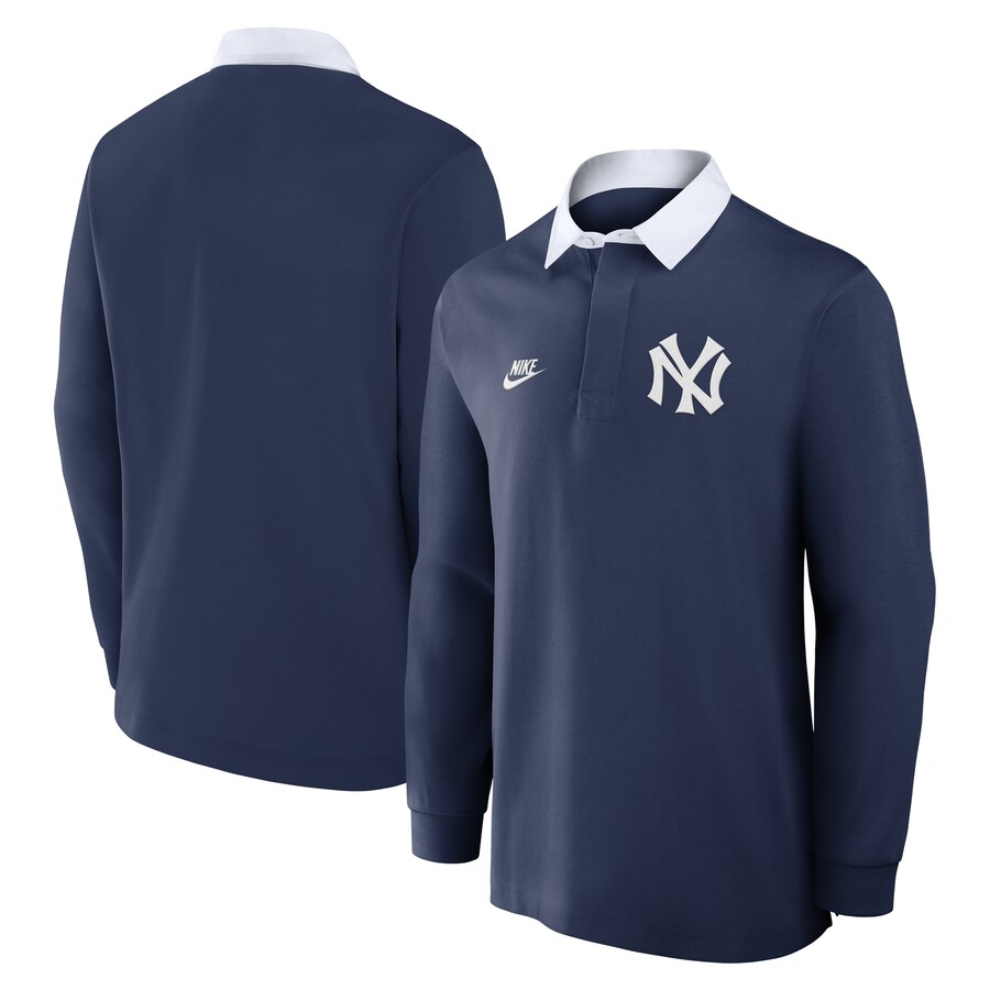 Men's New York Yankees Nike Navy Rugby Long Sleeve Top - Ujersey Shop