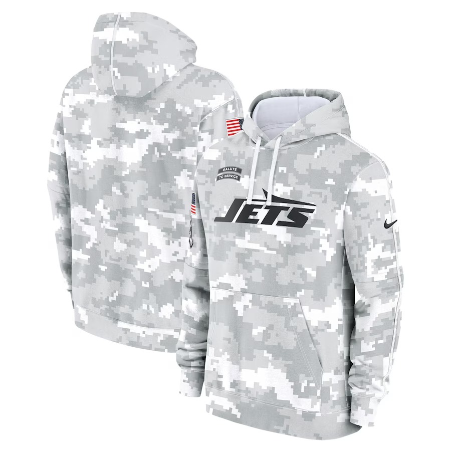 Men's New York Jets Nike Arctic Camo 2024 Salute to Service Club Fleece Pullover Hoodie - Ujersey Shop