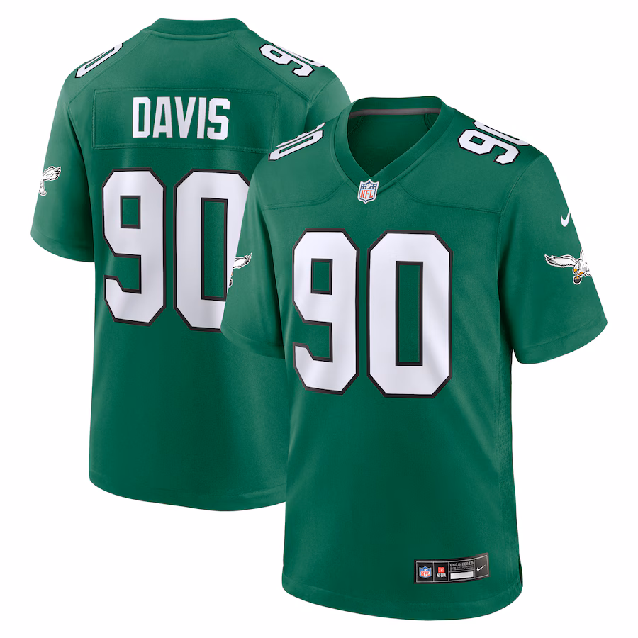 Men's Philadelphia Eagles Jordan Davis Nike Kelly Green Alternate Game Jersey - Ujersey Shop