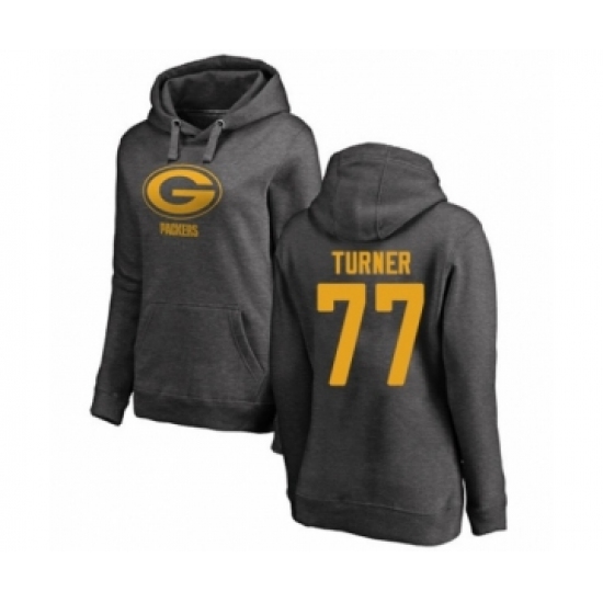 Football Women's Green Bay Packers #77 Billy Turner Ash One Color Pullover Hoodie - Ujersey Shop