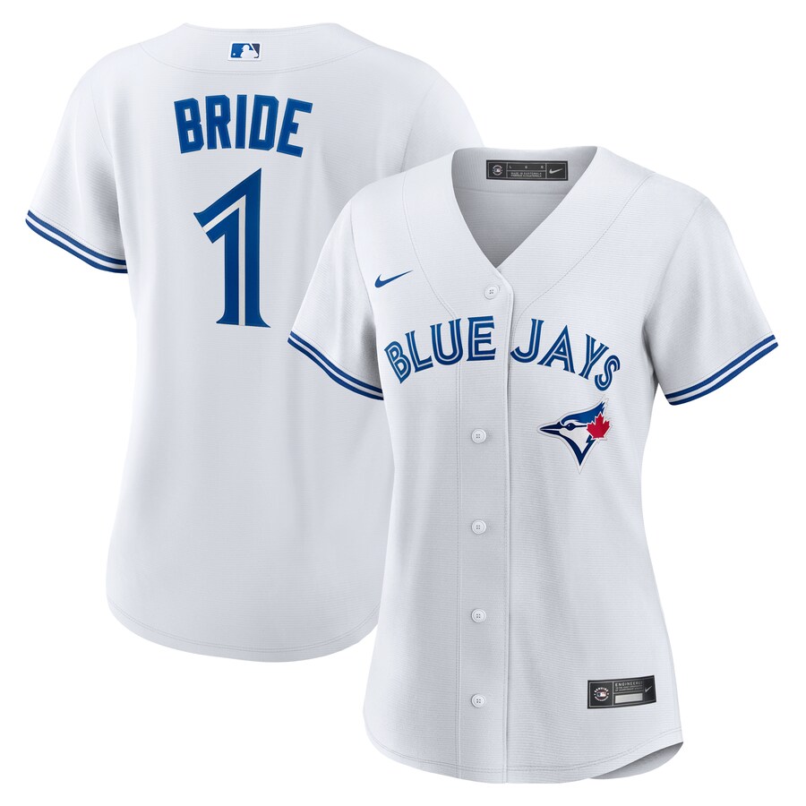 Women's Toronto Blue Jays Nike White #1 Bride Home Replica Jersey - Ujersey Shop