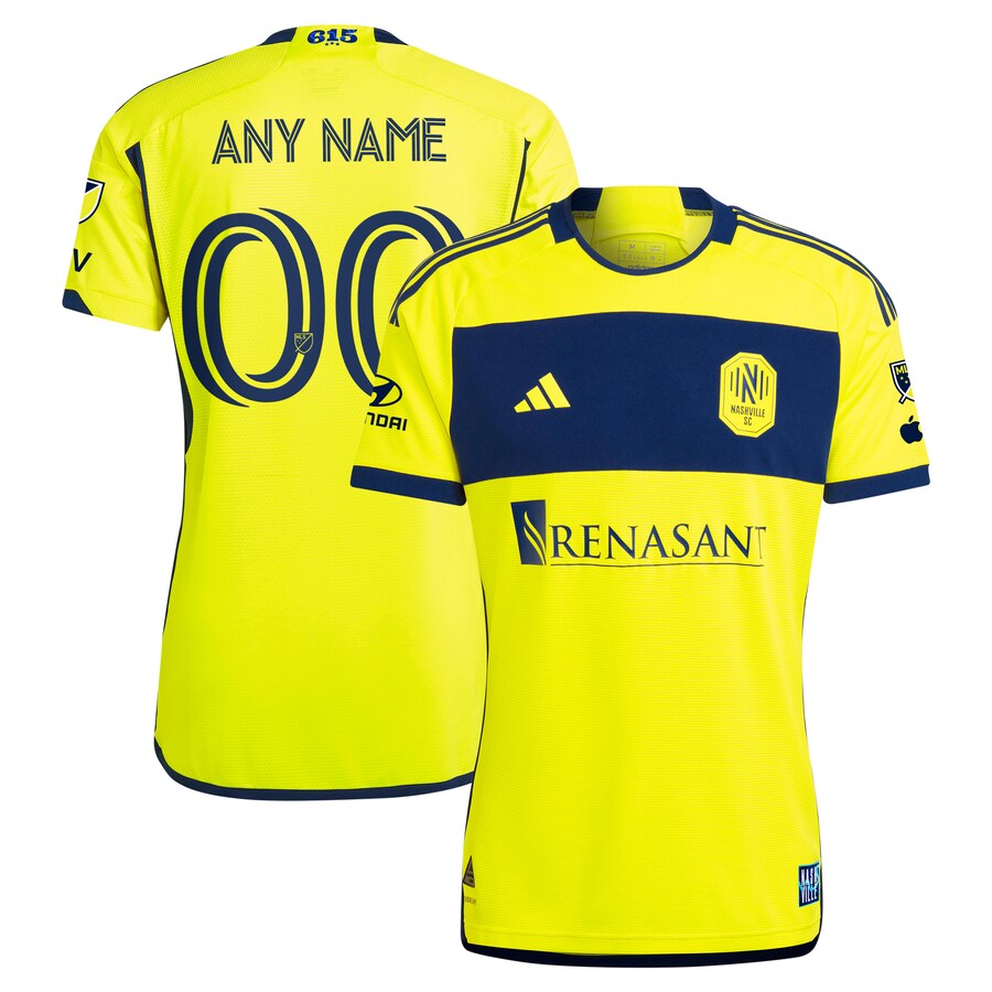 Men's Nashville SC  adidas Yellow 2024 The 615 Kit Authentic Custom Jersey - Ujersey Shop