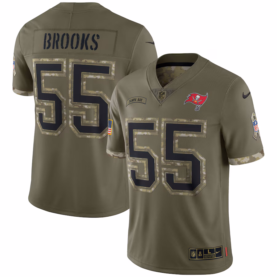 Men's Tampa Bay Buccaneers Derrick Brooks Nike Olive 2022 Salute To Service Retired Player Limited Jersey - Ujersey Shop