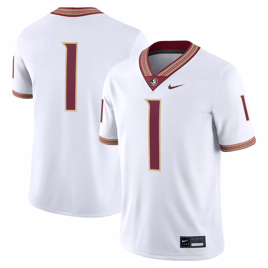Men's Nike #1 White Florida State Seminoles Game Jersey - Ujersey Shop