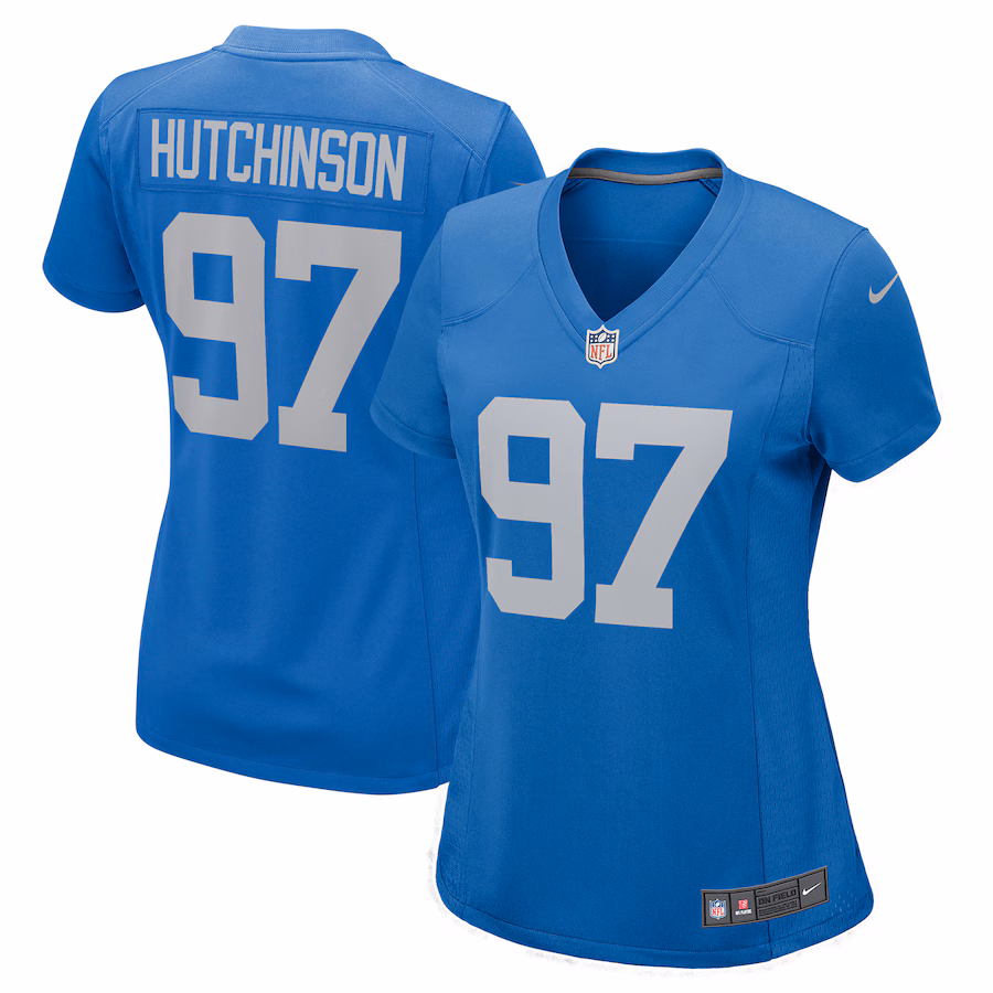 Women's Detroit Lions Aidan Hutchinson Nike Blue Player Jersey - Ujersey Shop