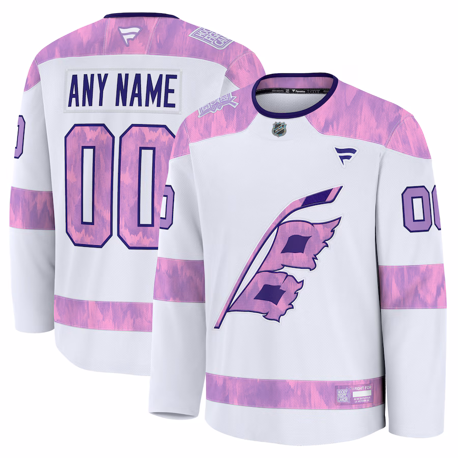 Men's Carolina Hurricanes Fanatics White 2024 Hockey Fights Cancer Custom Practice Jersey - Ujersey Shop
