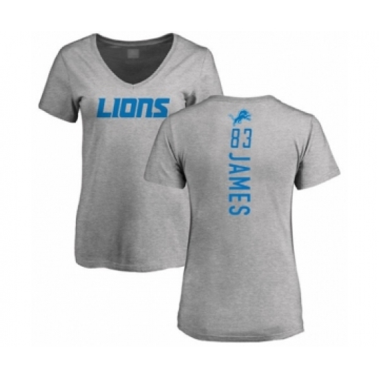 Football Women's Detroit Lions #83 Jesse James Ash Backer T-Shirt - Ujersey Shop