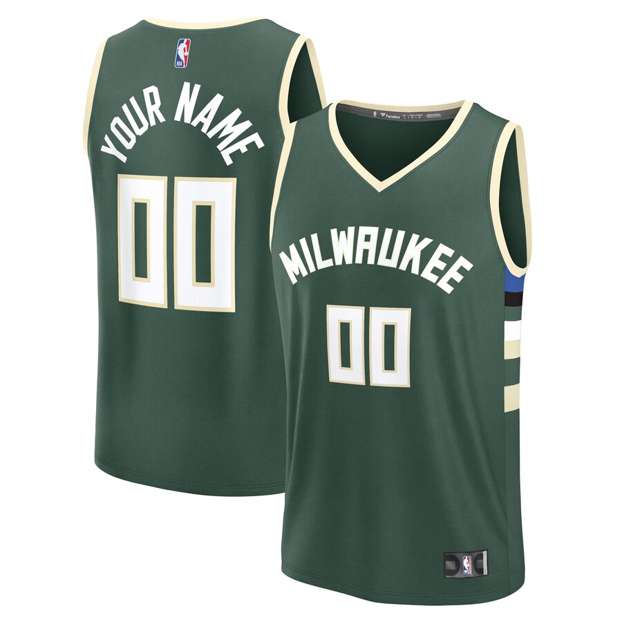 Youth Milwaukee Bucks Fanatics Green Fast Break Custom Replica Jersey - Icon Edition - Ujersey Shop