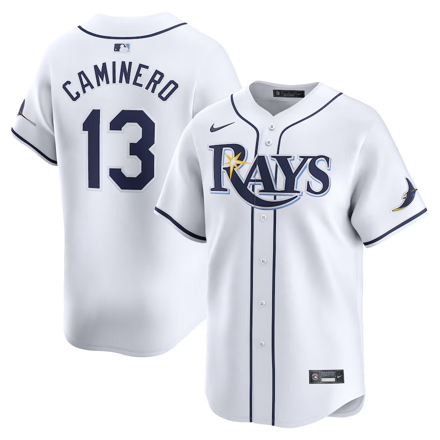 Men's Tampa Bay Rays Junior Caminero Nike White Home Limited Player Jersey - Ujersey Shop