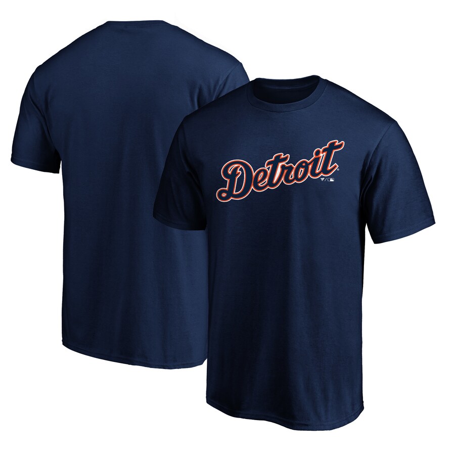 Men's Detroit Tigers Navy Official Team Wordmark T-Shirt - Ujersey Shop