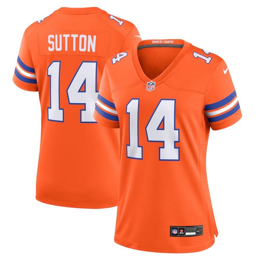 Women's Denver Broncos Courtland Sutton Nike Orange Mile High Collection 1977 Throwback Player Game Jersey - Ujersey Shop