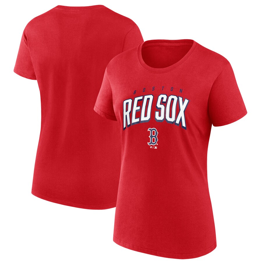 Women's Boston Red Sox Fanatics Red Arched Wordmark T-Shirt - Ujersey Shop