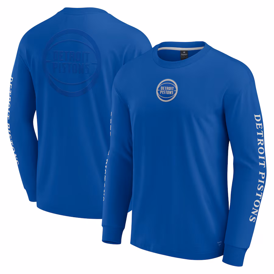 Men's Detroit Pistons Fanatics Blue Elements Strive Long Sleeve T-Shirt - Ujersey Shop