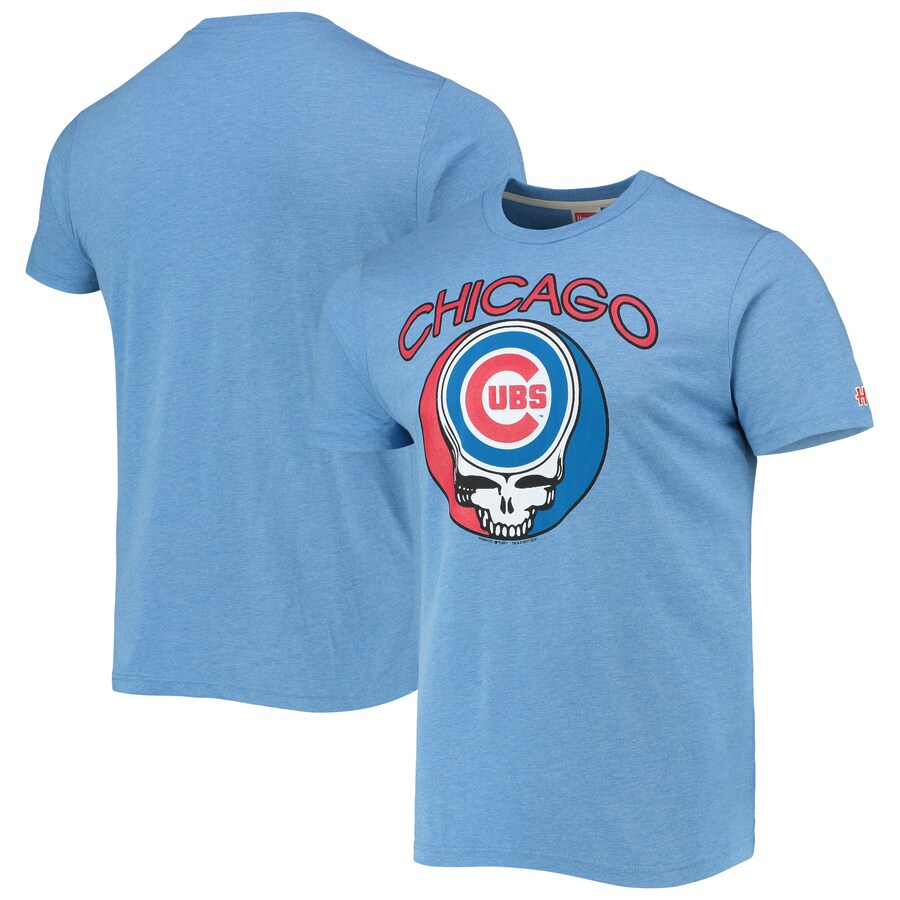 Men's Chicago Cubs Homage Royal Grateful Dead Tri-Blend T-Shirt - Ujersey Shop