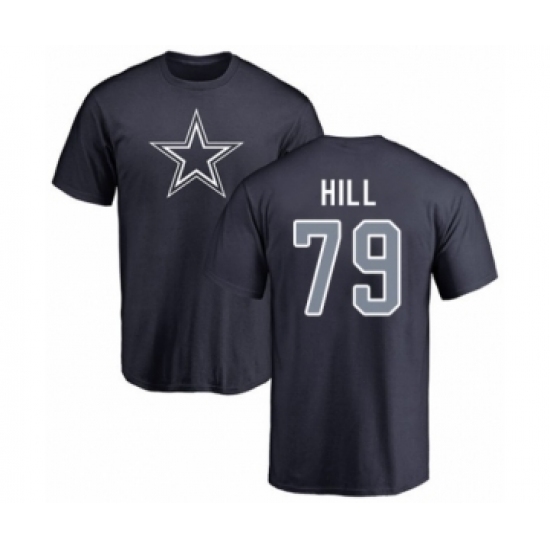 Football Dallas Cowboys #79 Trysten Hill Navy Blue Name & Number Logo T-Shirt - Ujersey Shop