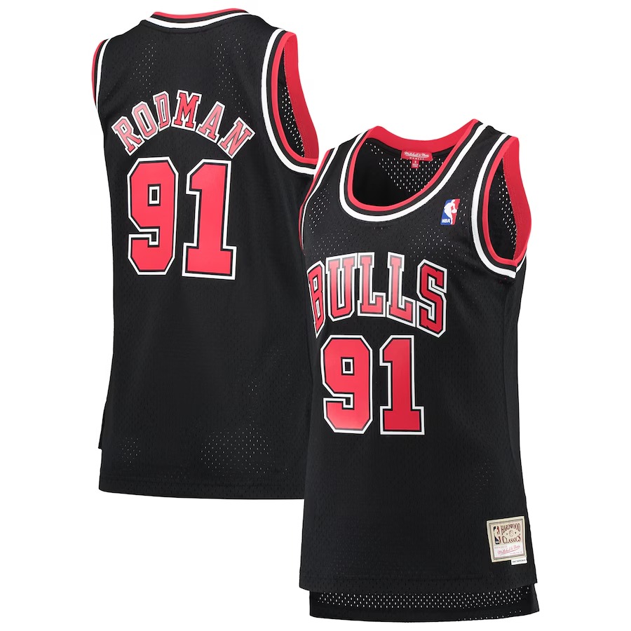 Women's Chicago Bulls Dennis Rodman Mitchell & Ness Black  Hardwood Classics Swingman Jersey - Ujersey Shop