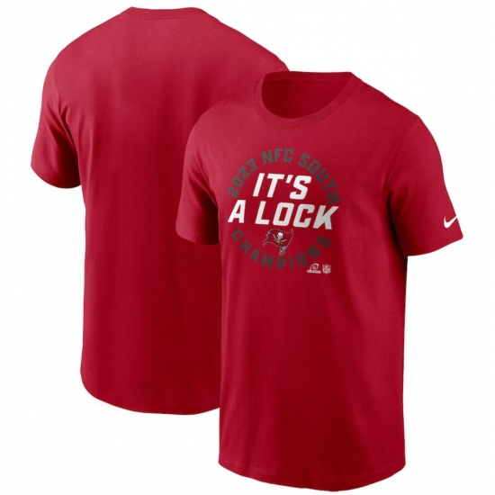 Men's Tampa Bay Buccaneers Red 2023 NFC South Division Champions Locker Room Trophy Collection T-Shirt - Ujersey Shop
