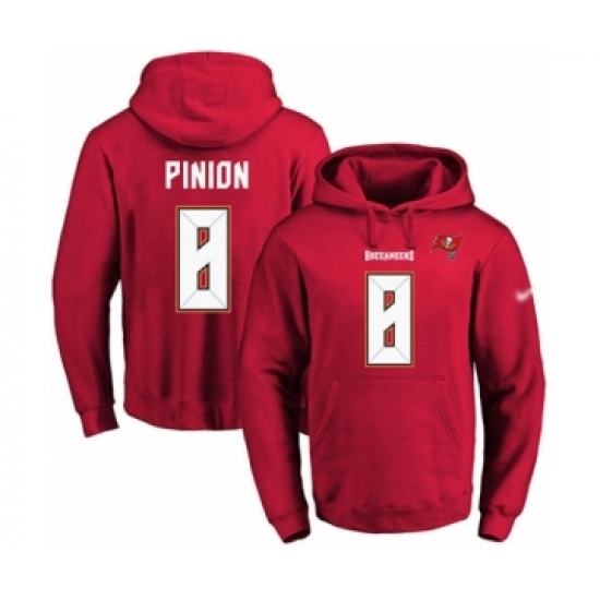 Football Men's Tampa Bay Buccaneers #8 Bradley Pinion Red Name & Number Pullover Hoodie - Ujersey Shop