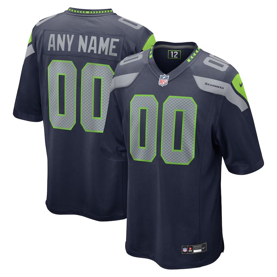 Men's Seattle Seahawks  Nike College Navy Custom Game Jersey - Ujersey Shop