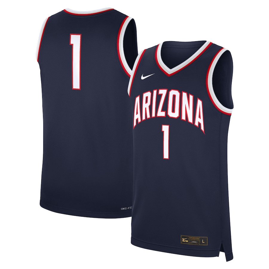 Men's Nike #1 Navy Arizona Wildcats Road Replica Jersey - Ujersey Shop