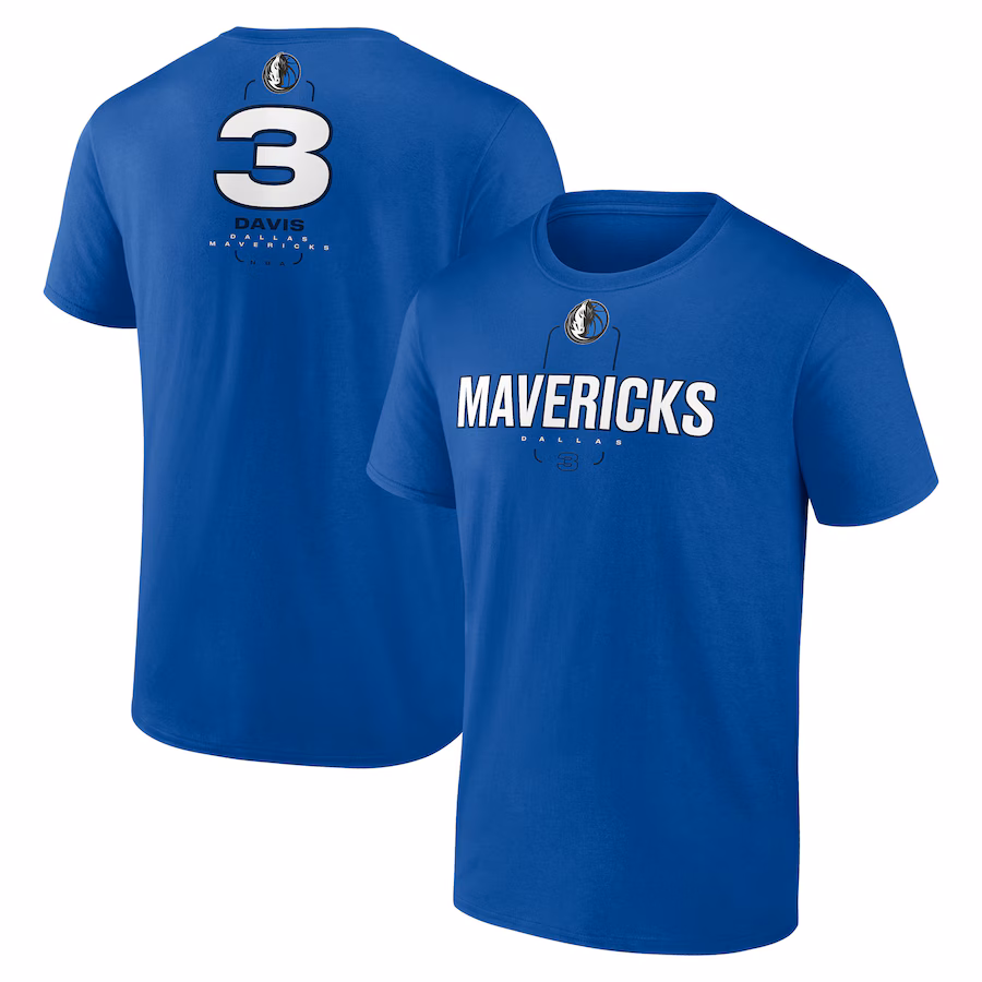 Men's Dallas Mavericks Anthony Davis Royal Behind The Back Name & Number T-Shirt - Ujersey Shop