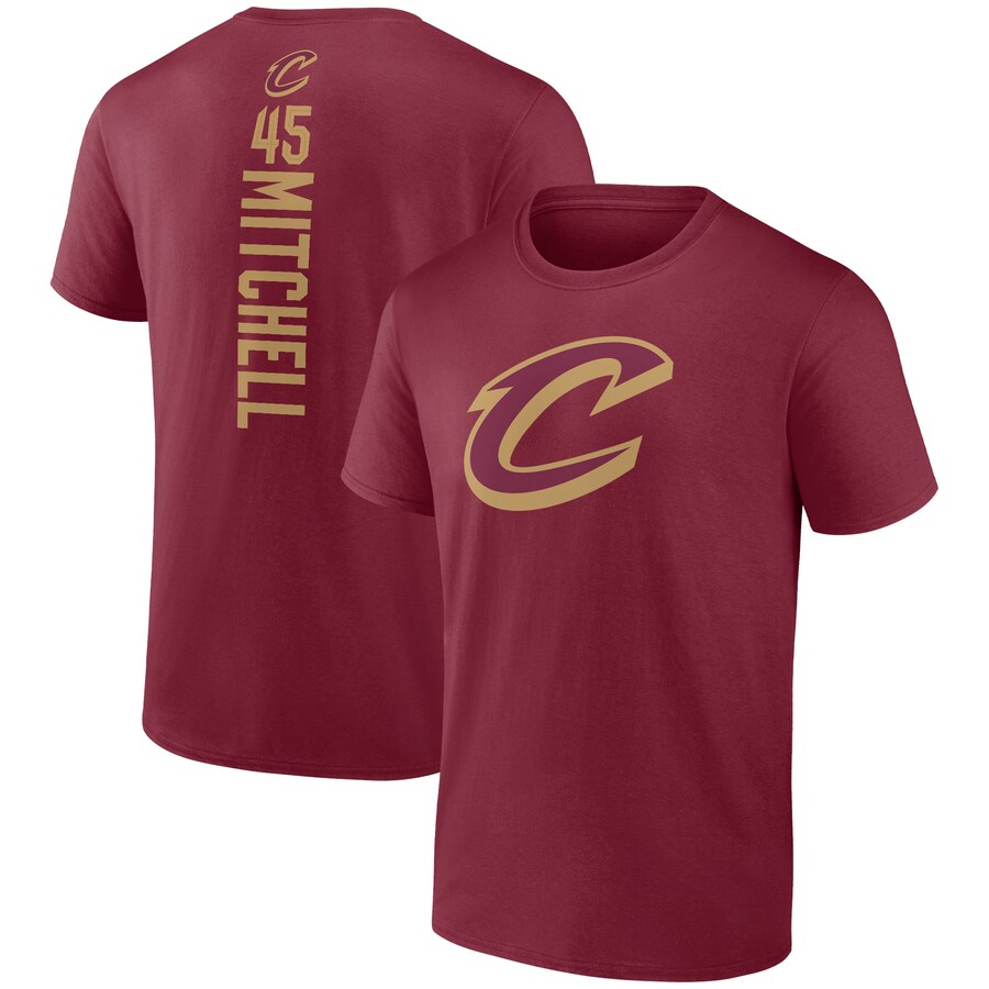 Men's Cleveland Cavaliers Donovan Mitchell Wine Playmaker Team Name & Number T-Shirt - Ujersey Shop
