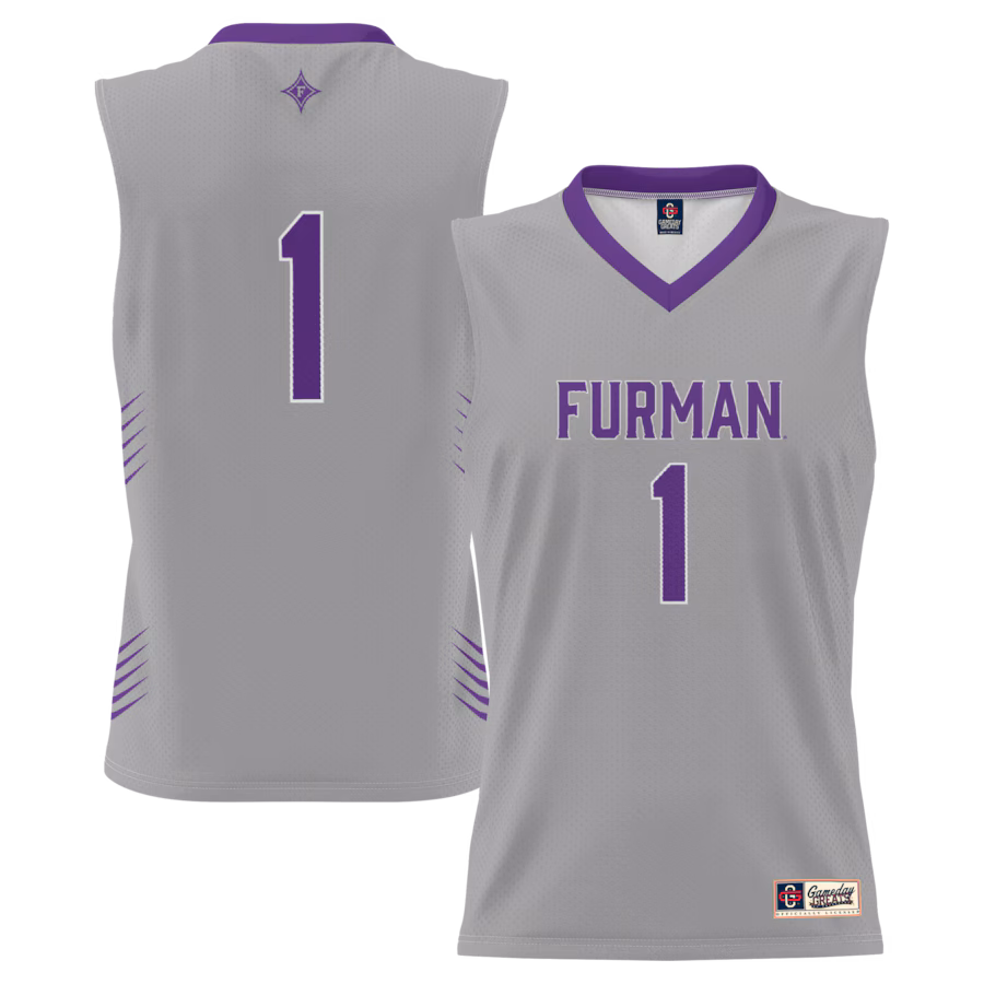 Men's GameDay Greats #1 Gray Furman Paladins Lightweight Basketball Jersey - Ujersey Shop