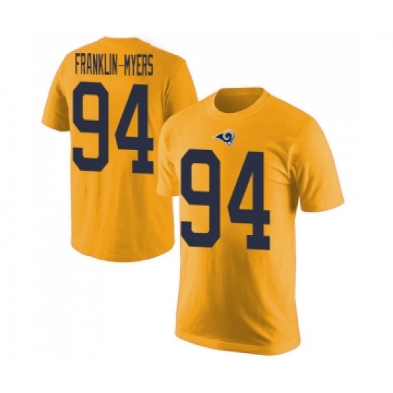 Men's Los Angeles Rams #94 John Franklin-Myers Gold Rush Pride Name & Number T-Shirt - Ujersey Shop