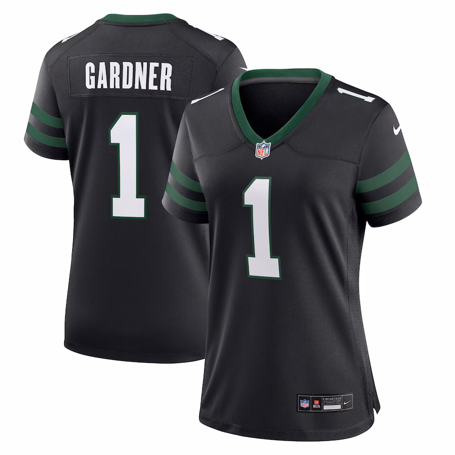 Women's New York Jets Ahmad Sauce Gardner Nike Legacy Black Alternate Game Jersey - Ujersey Shop