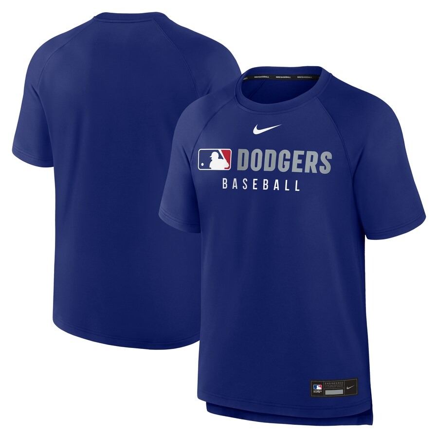 Men's Los Angeles Dodgers Nike Royal Authentic Collection Pregame Raglan Performance T-Shirt - Ujersey Shop