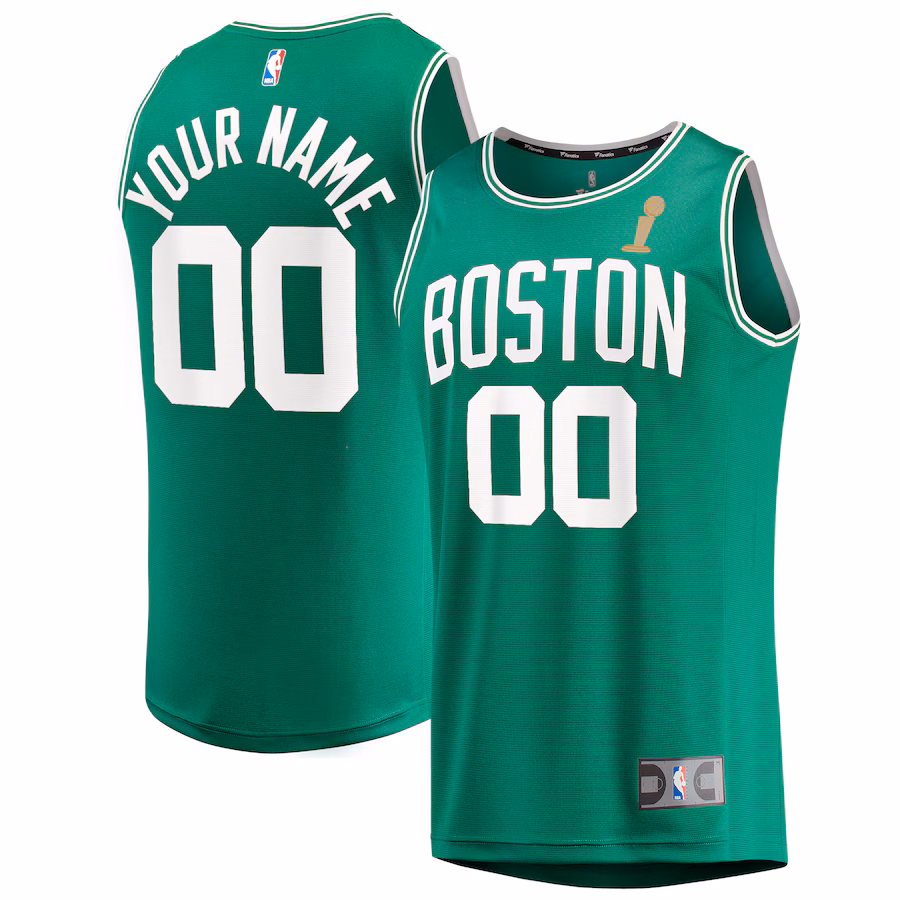 Men's Boston Celtics Fanatics Kelly Green 2024 NBA Finals Champions Custom Fast Break Jersey - Icon Edition - Ujersey Shop