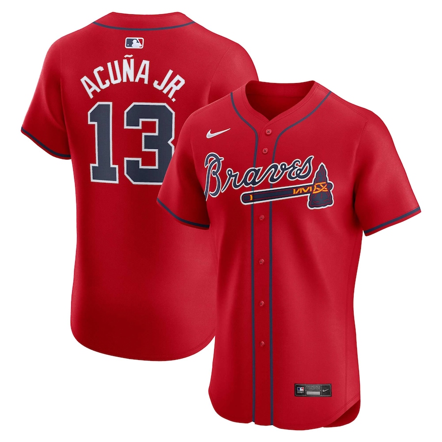Men's Atlanta Braves Ronald Acuña Jr. Nike Red Alternate Elite Player Jersey - Ujersey Shop