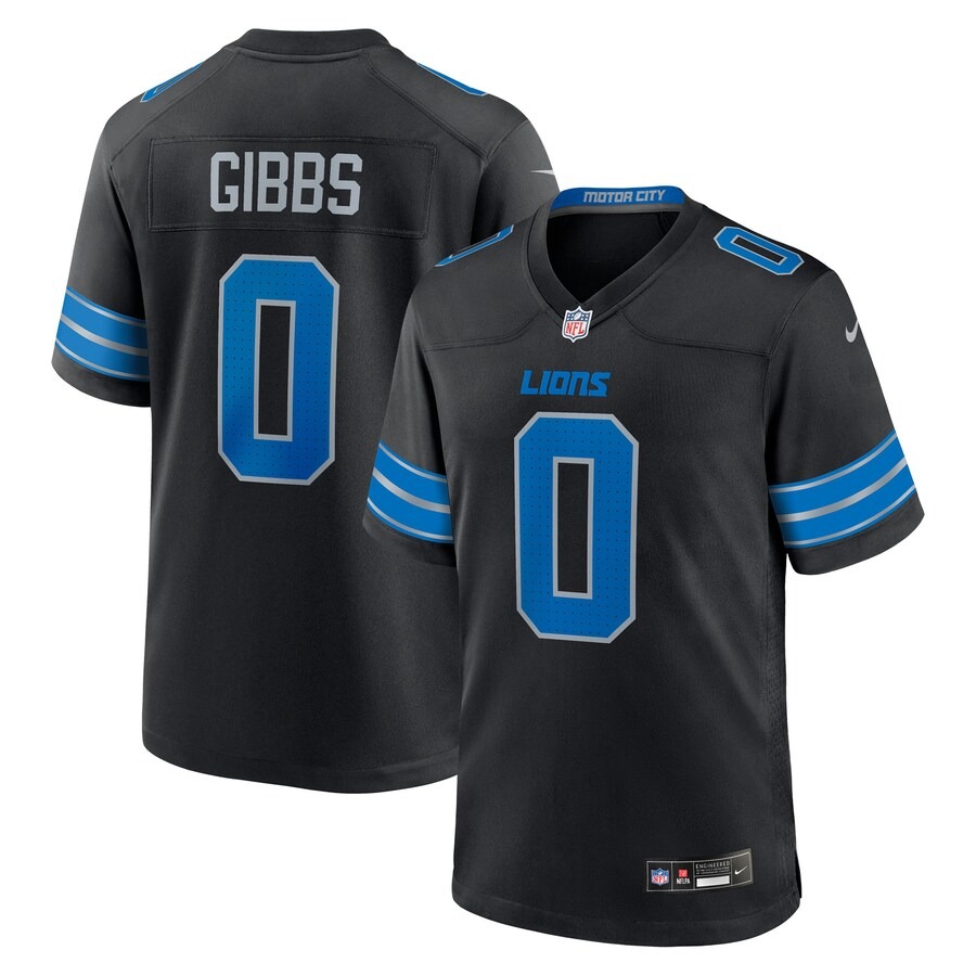 Men's Detroit Lions Jahmyr Gibbs Nike Black 2nd Alternate Game Player Jersey - Ujersey Shop