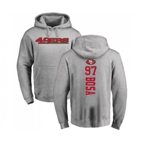 Football San Francisco 49ers #97 Nick Bosa Ash Backer Pullover Hoodie - Ujersey Shop